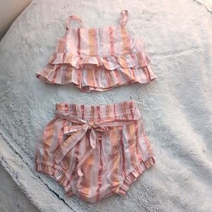 12-18 months. Yo Baby. Pink Two piece summer outfit.